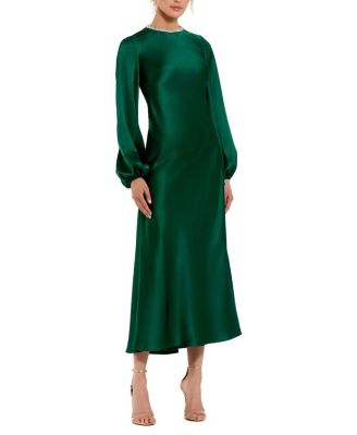  Petite High Neck Long Sleeve Crystal Detail Dress