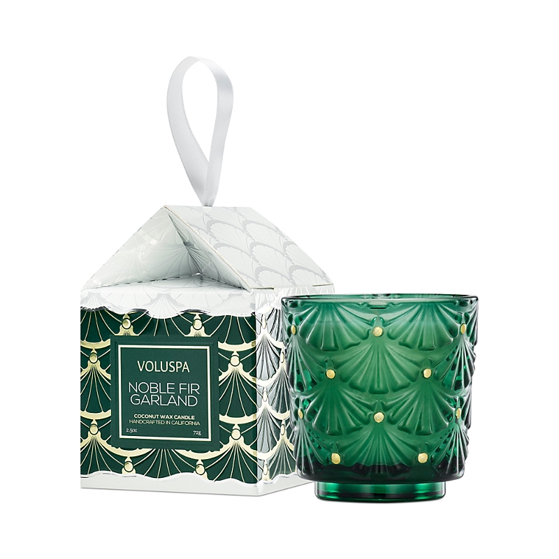 Voluspa Noble Fir Garland Boxed Pedestal Ornament Candle 2.5 oz.