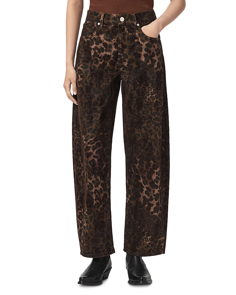 Allsaints Sadie High Rise Barrel Jeans in Leppo Brown