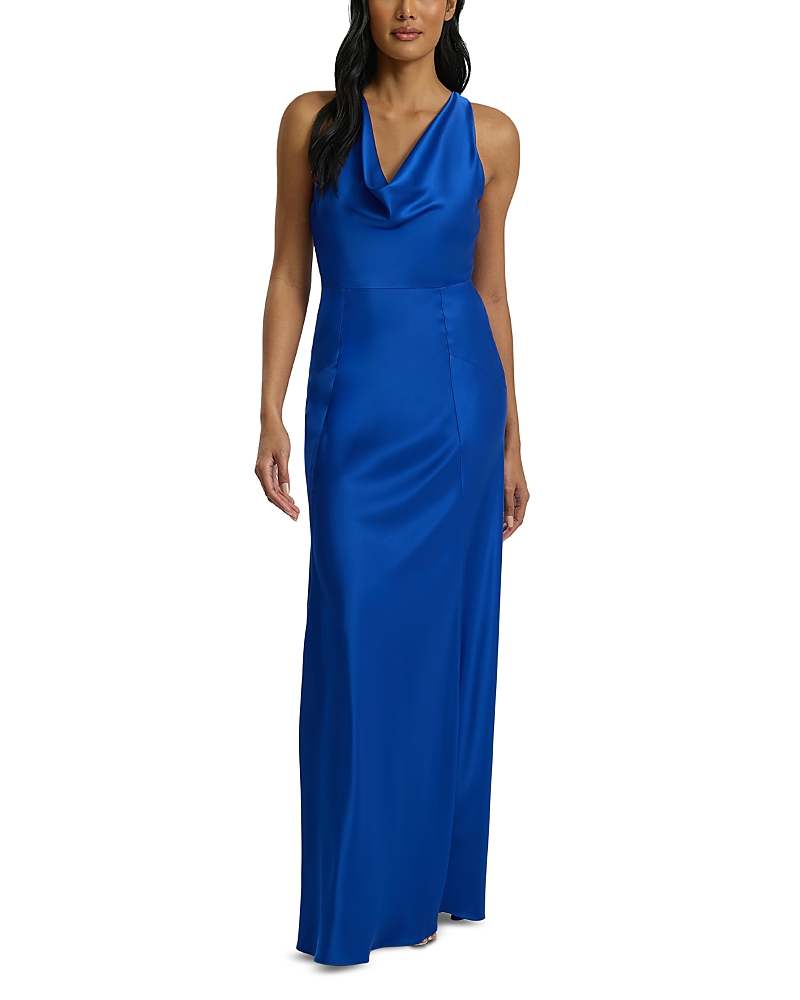 St. John Liquid Satin Cowl Neck Dress