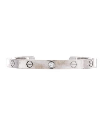  Love 1 Diamond Cuff Bracelet 18K White Gold with Diamond