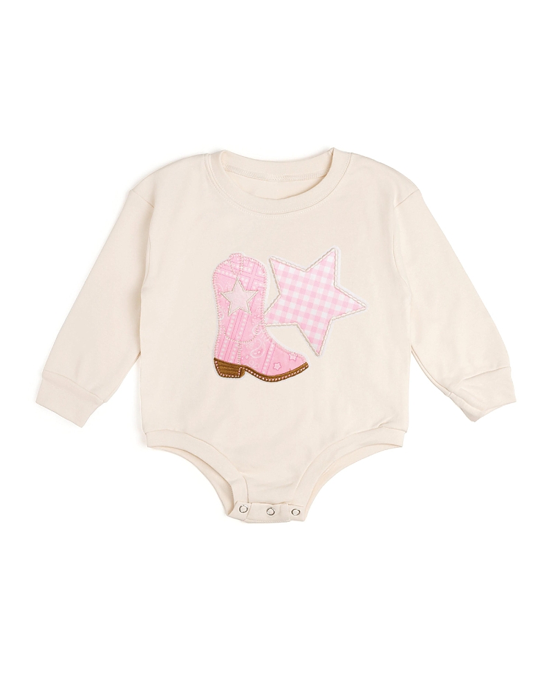 Sweet Wink Girls' Bandana Cowgirl Patch Western Long Sleeve Romper - Baby