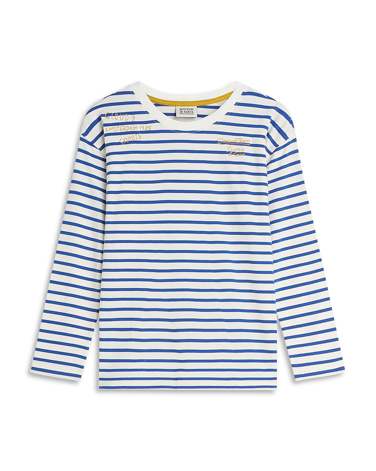 Scotch & Soda Boys' Yarndyed Striped Artwork Long Sleeved Tee - Big Kid