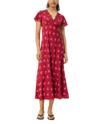 Petites Lace Trim Midi Dress