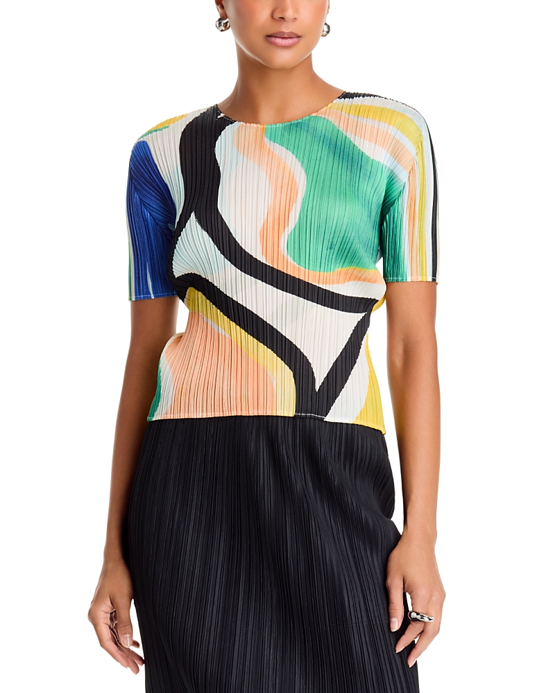 Pleats Please Issey Miyake Roll Round Neck Pleated Top
