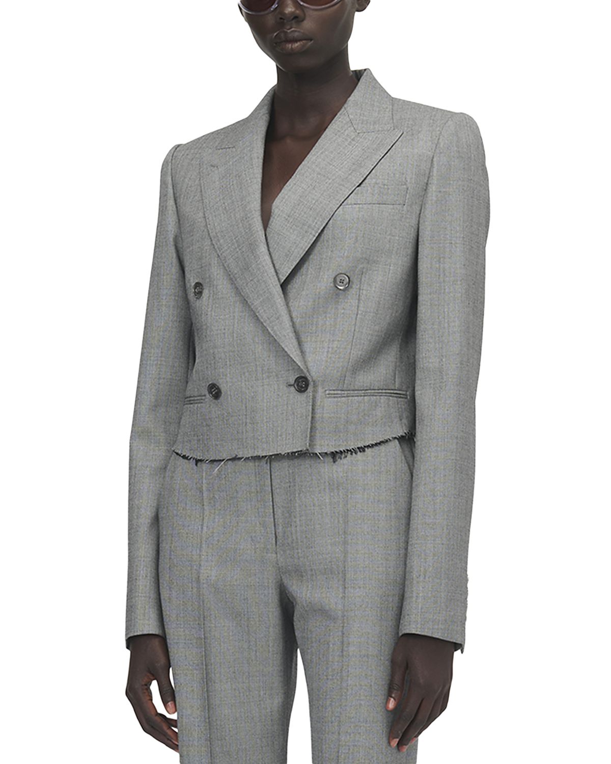 McQueen Crop Double Breasted Wool Jacket