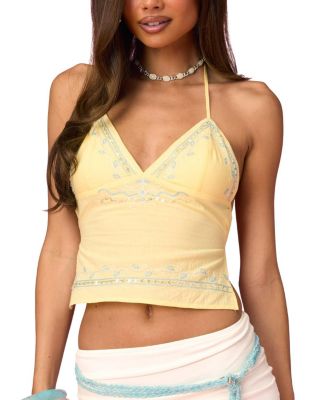 Barbie™ Embroidered Linen Look Backless Top