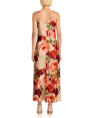 Printed Satin Cowl Neck Dress - Exclusive - thumbnail 4
