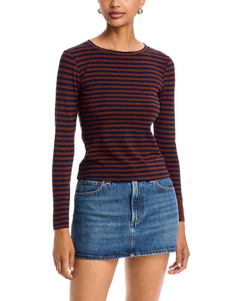 Aqua Stripe Ruched Long Sleeve Top - Exclusive
