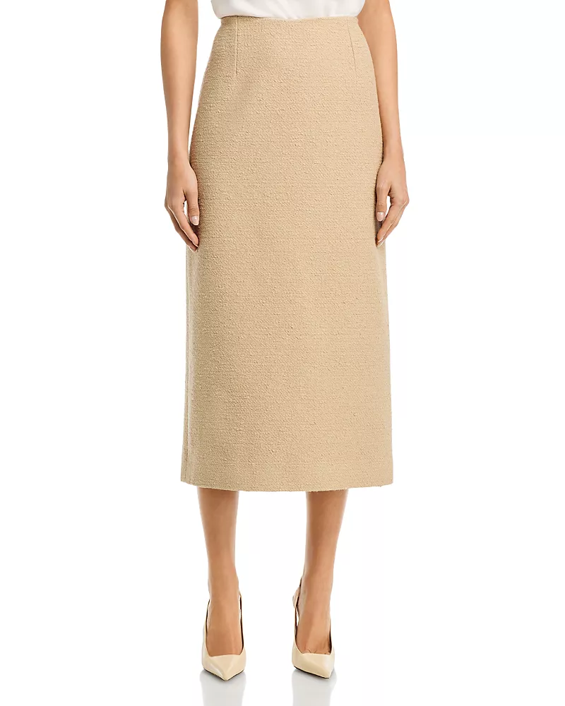 Oscar de la Renta Cotton Wool Tweed Pencil Skirt