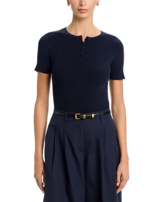 Crewneck Ribbed Short Sleeve Sweater