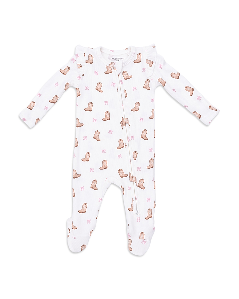Angel Dear Girls' Mini Cowgirl Boots 2 Way Zipper Ruffled Sleeve Footie - Baby