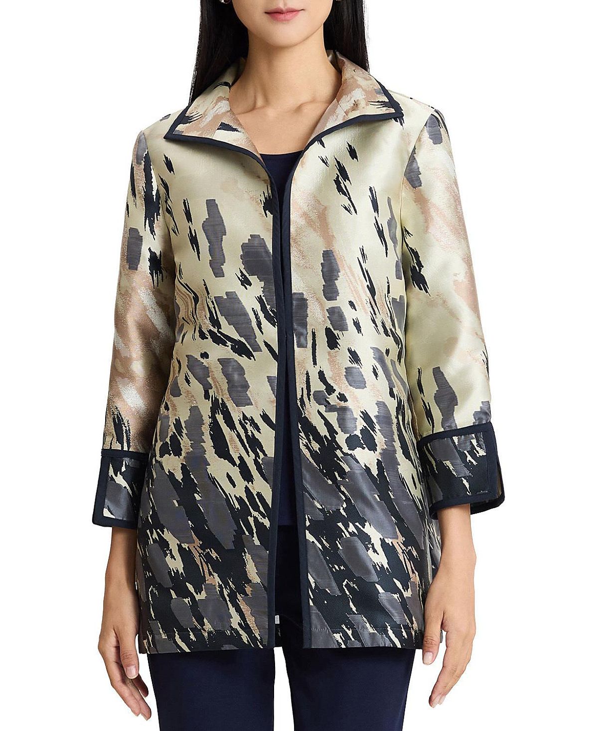 Ming Wang Abstract Animal Print Woven Jacket