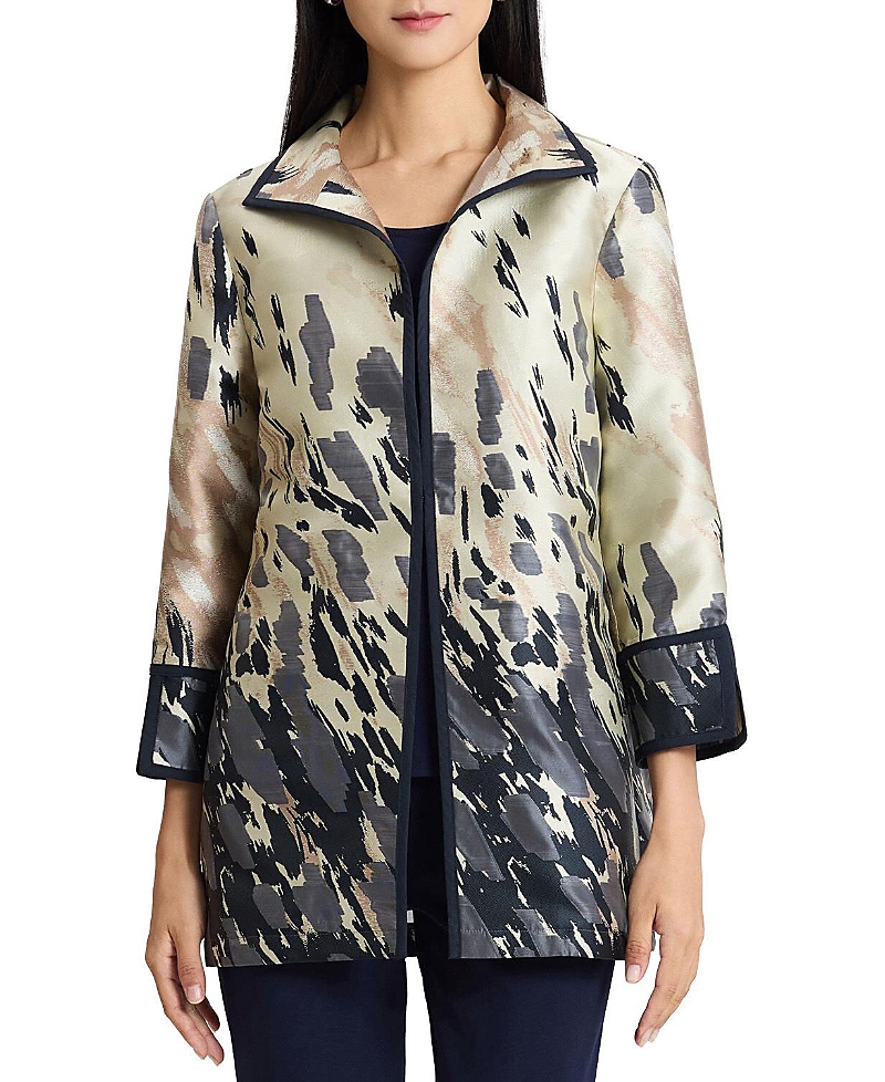 Ming Wang Abstract Animal Print Woven Jacket