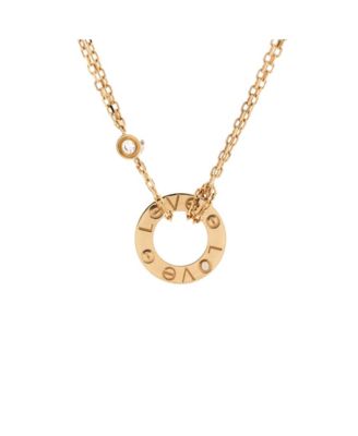  2 Diamonds Love Pendant Necklace 18K Gold and Diamonds, 16