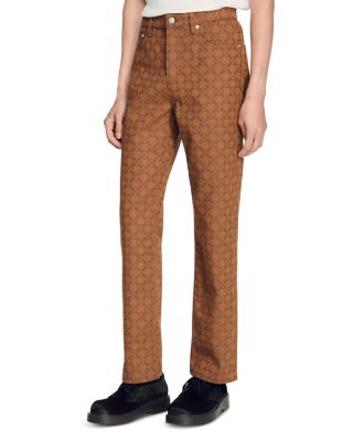 Regular Fit Square Cross Motif 30.7" Jeans in Tobacco Brown