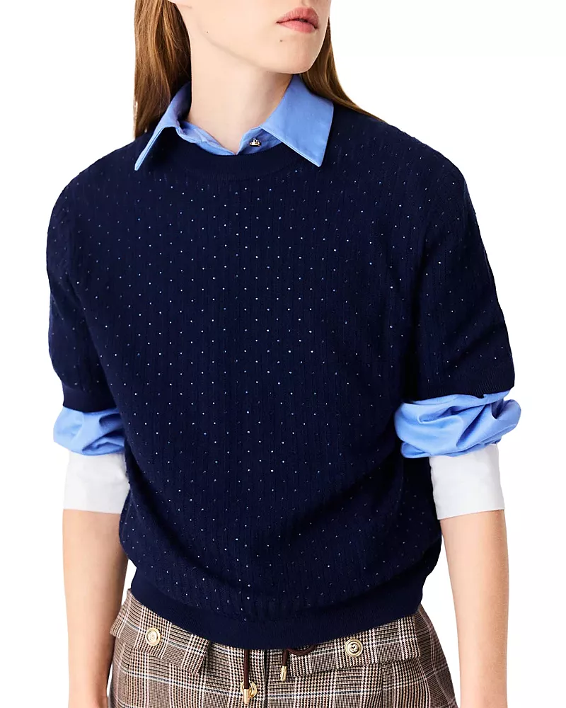 Maje Tonal Rhinestone Sweater