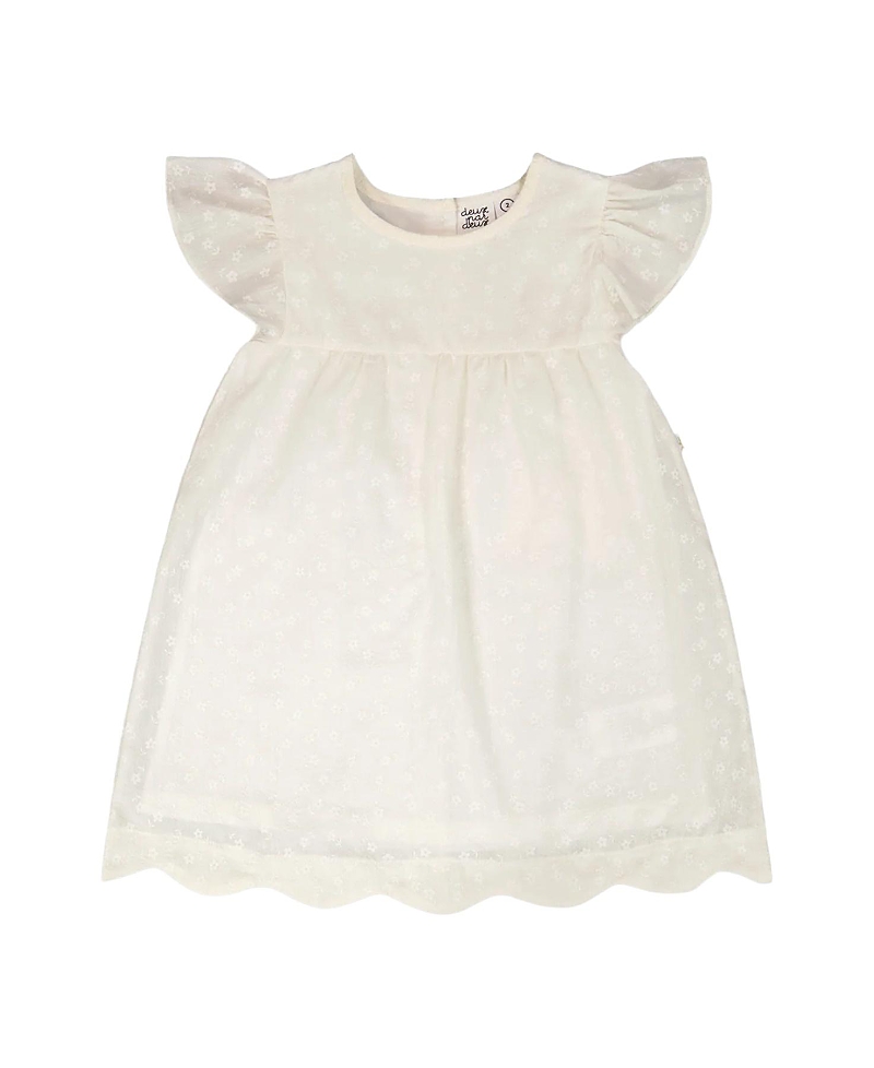 Deux par Deux Girls' Short Sleeve Poplin Dress - Little Kid
