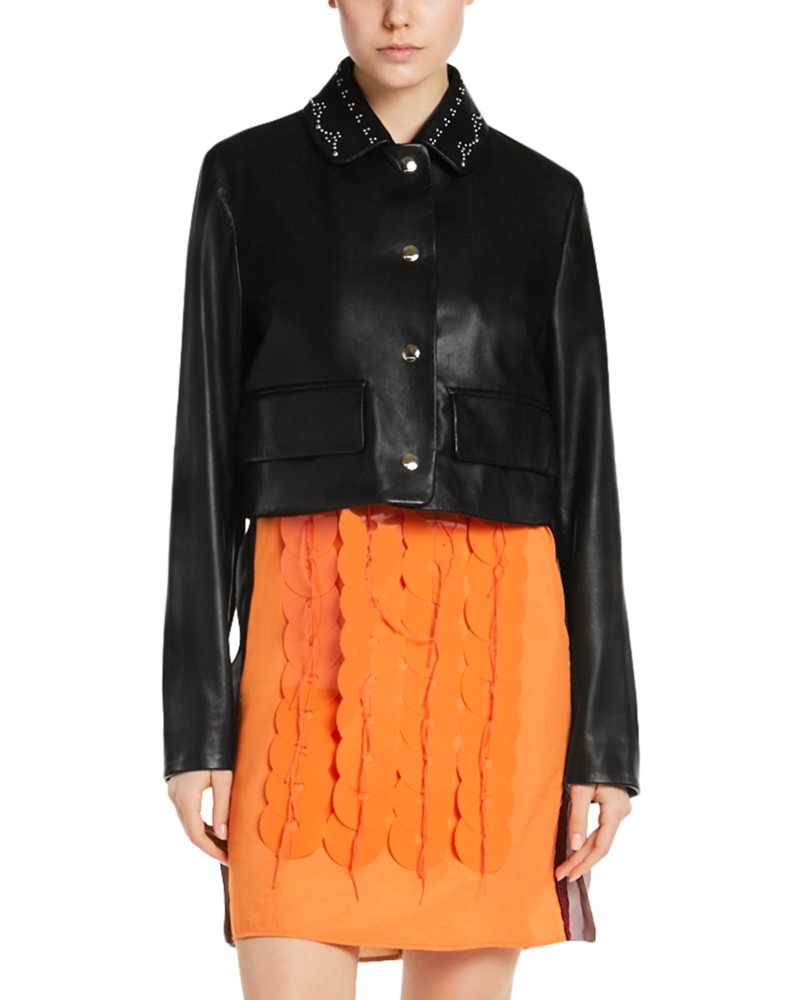 Marni Leather Studded Collar Jacket in Black