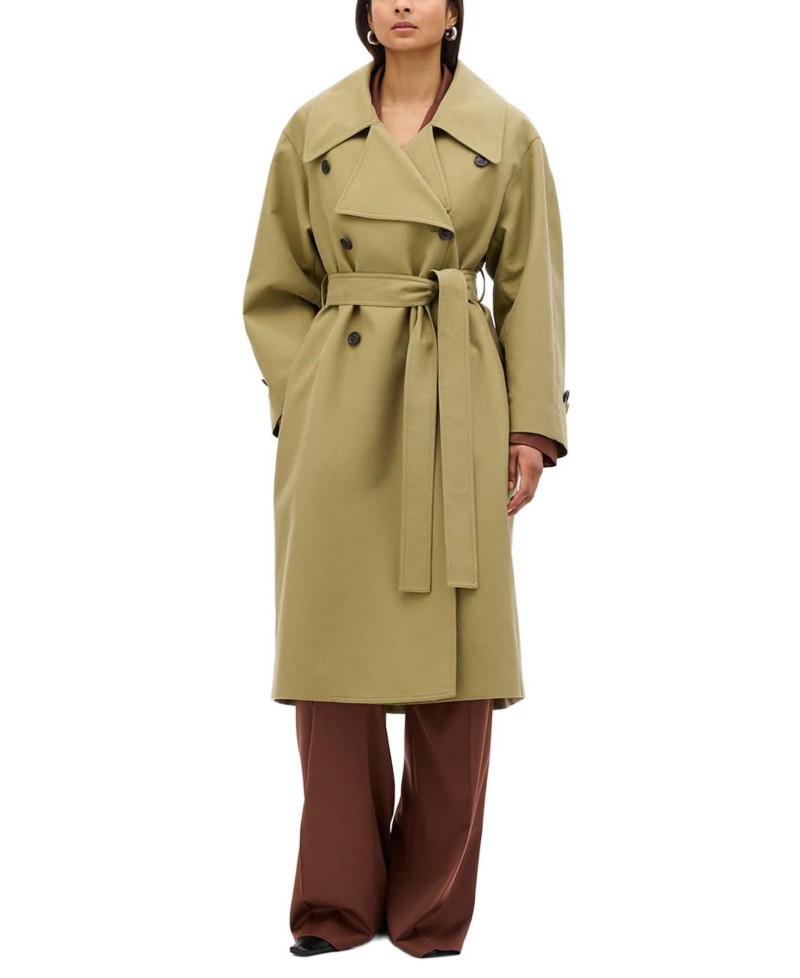 Another Tomorrow Double Face Trench in Olive