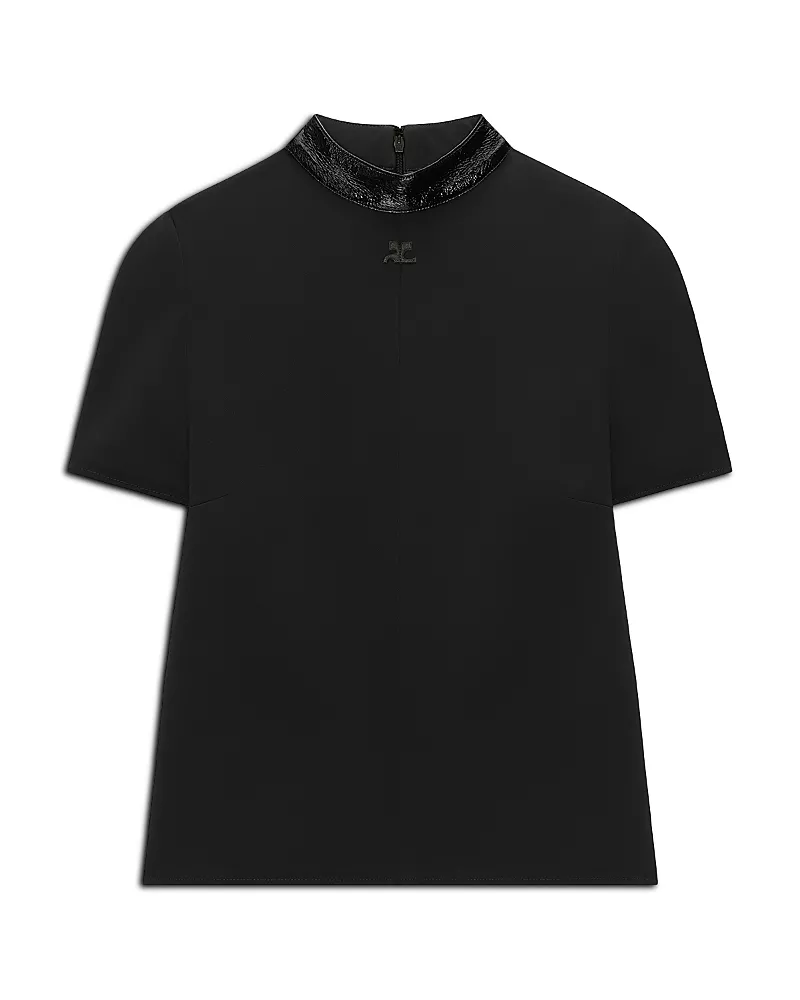 Courreges Vinyl Collar Heritage Short Sleeve Top