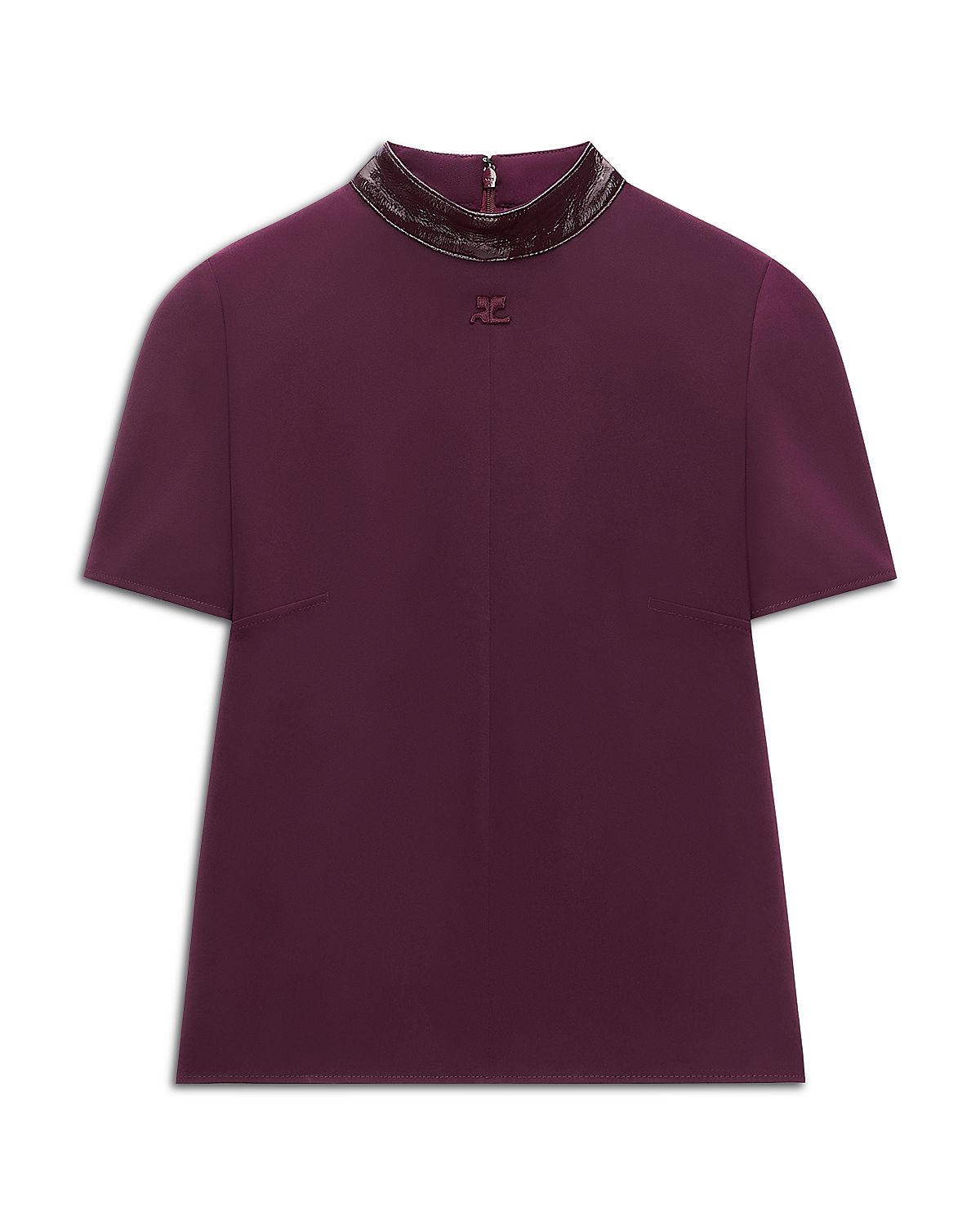 Courreges Vinyl Collar Heritage Short Sleeve Top