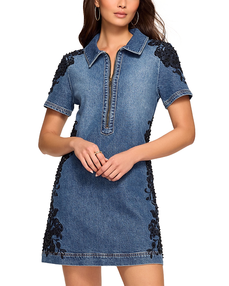 Ramy Brook Parker Embroidered Trim Denim Dress
