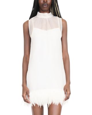 Albee Feather Trim Mini Dress