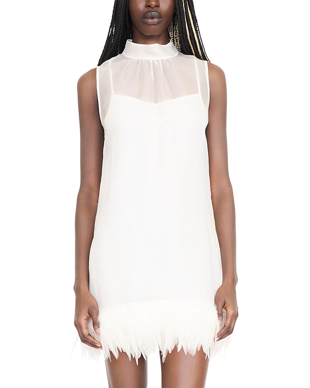 Staud Albee Feather Trim Mini Dress