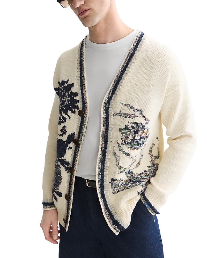 Scotch & Soda Intarsia Knit Flower Cardigan Sweater