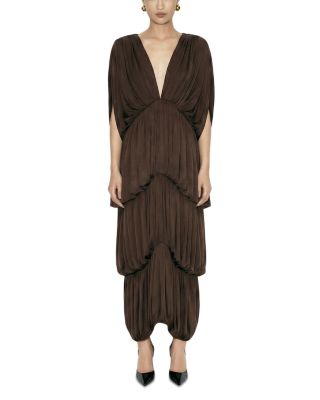 Damier Plunge Neck Dress