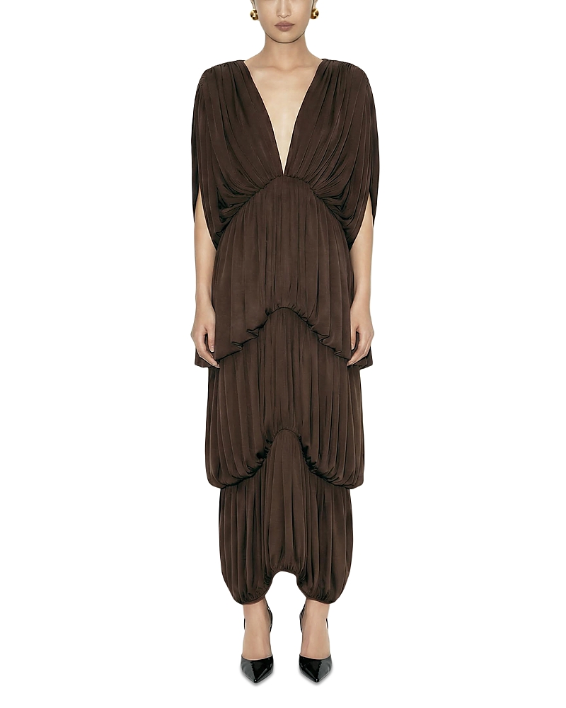 Ronny Kobo Damier Plunge Neck Dress