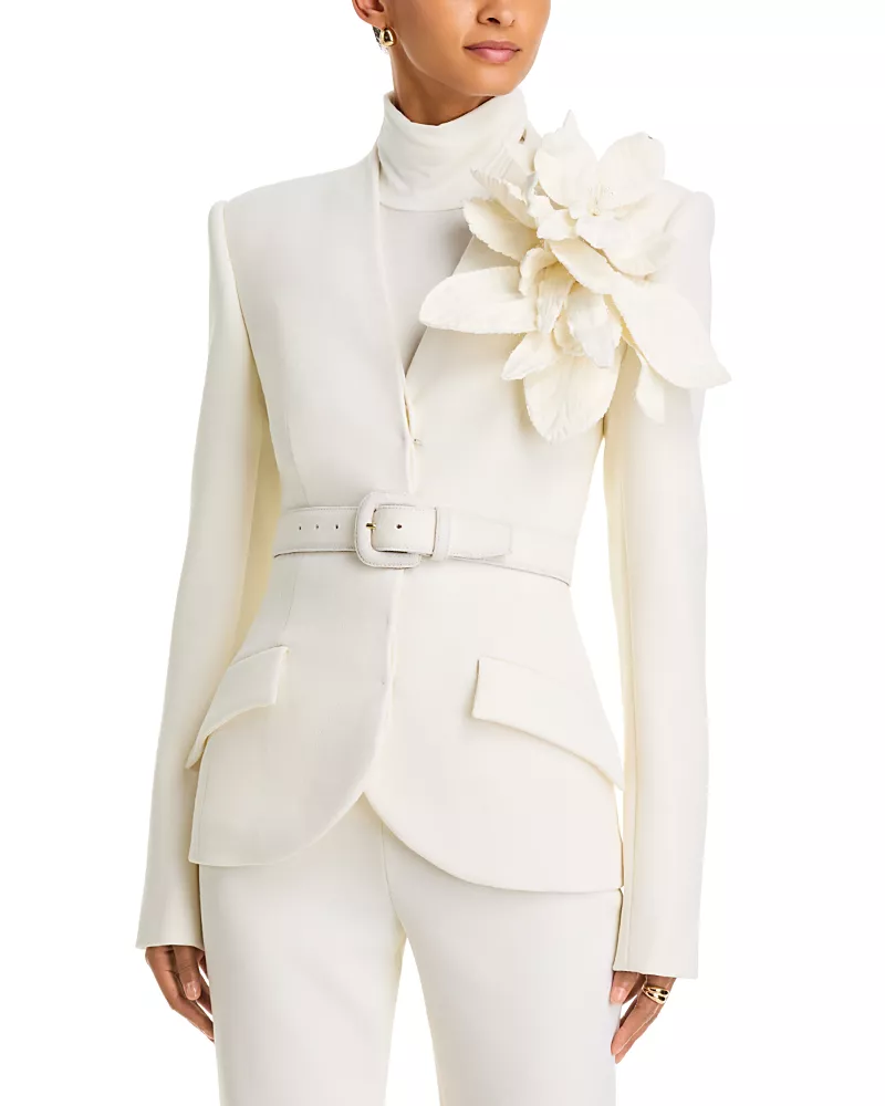 Sergio Hudson Wool Blend Collarless Blazer