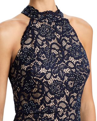 Lace Halter Mock Neck Sheath Dress - thumbnail 3