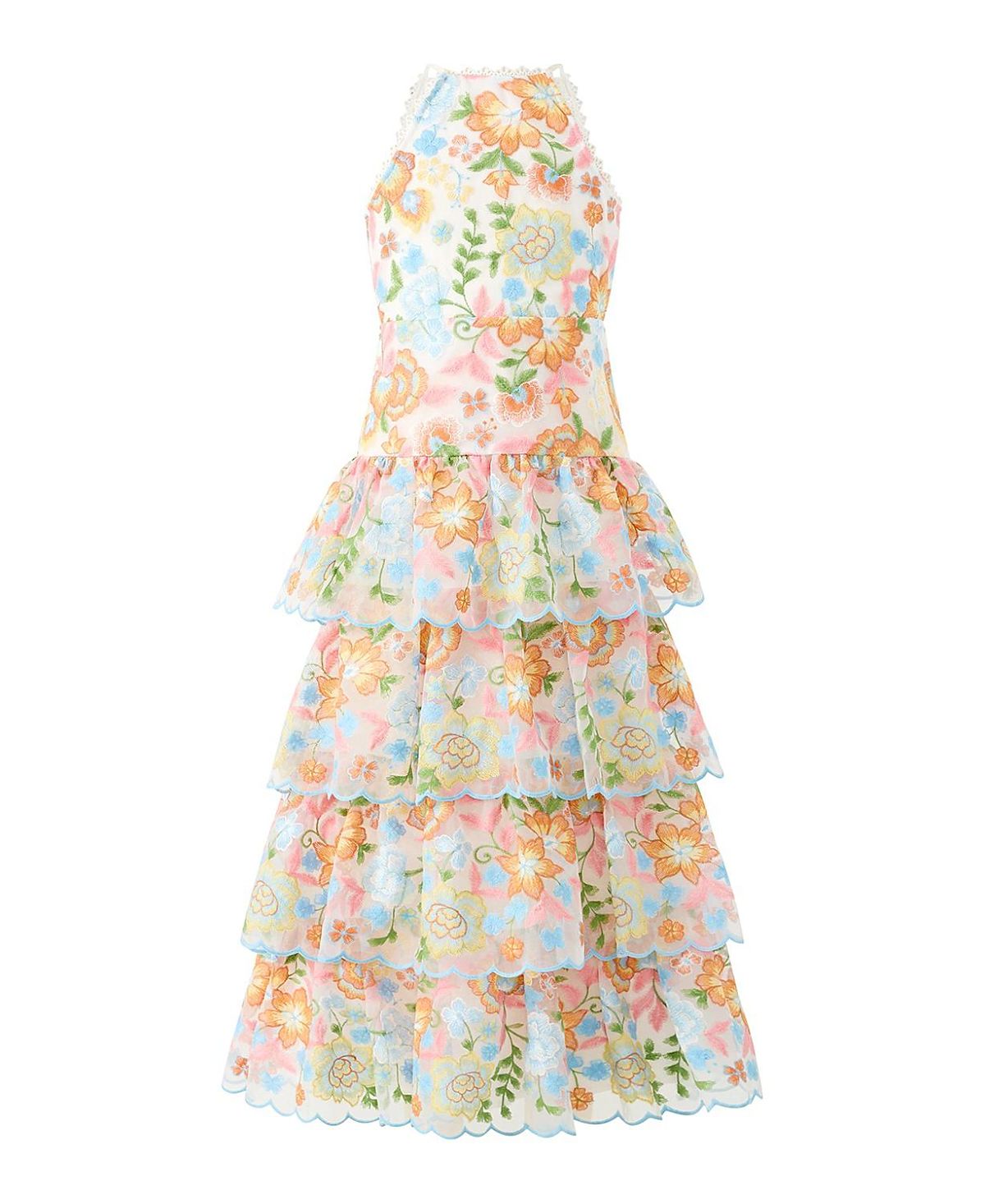 Marlo Kids Girls' Bianca Embroidered Frill Maxi Dress - Little Kid, Big Kid