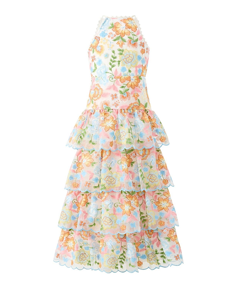 Marlo Kids Girls' Bianca Embroidered Frill Maxi Dress - Little Kid, Big Kid