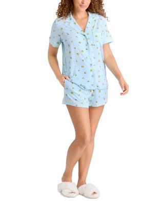 Notch Collar Short Sleeve Pajama Set