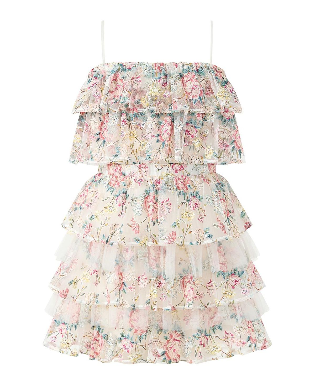 Marlo Kids Girls' Reign Frill Embroidered Mini Dress - Little Kid, Big Kid