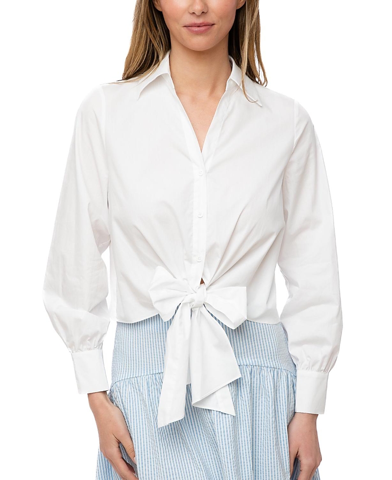 The Burgess Collection The Kitty Front Tie Polo Cotton Blouse