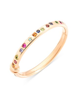 18K Rose Gold Iconica Multi Gemstone Geometrically Set Bangle Bracelet