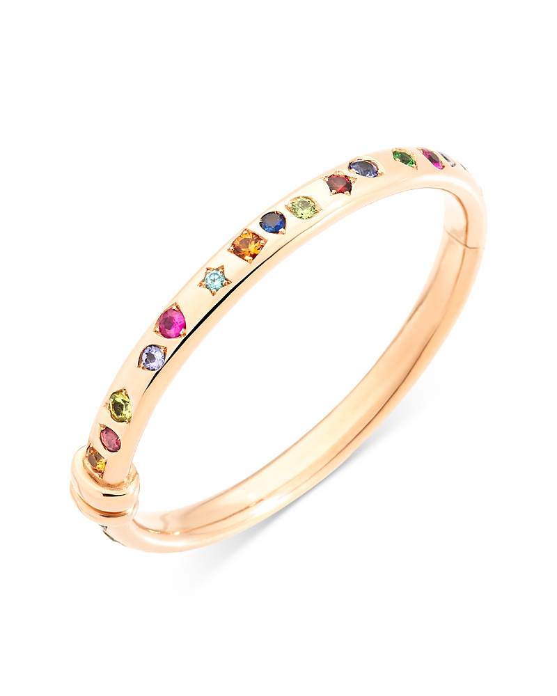 Pomellato 18K Rose Gold Iconica Multi Gemstone Geometrically Set Bangle Bracelet