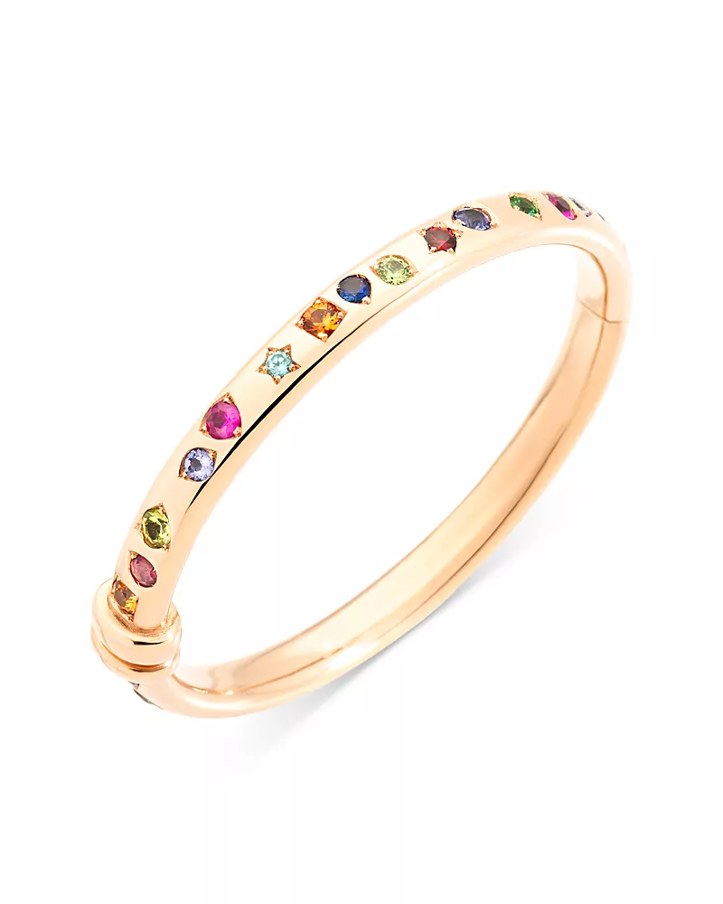 Pomellato 18K Rose Gold Iconica Multi Gemstone Geometrically Set Bangle Bracelet
