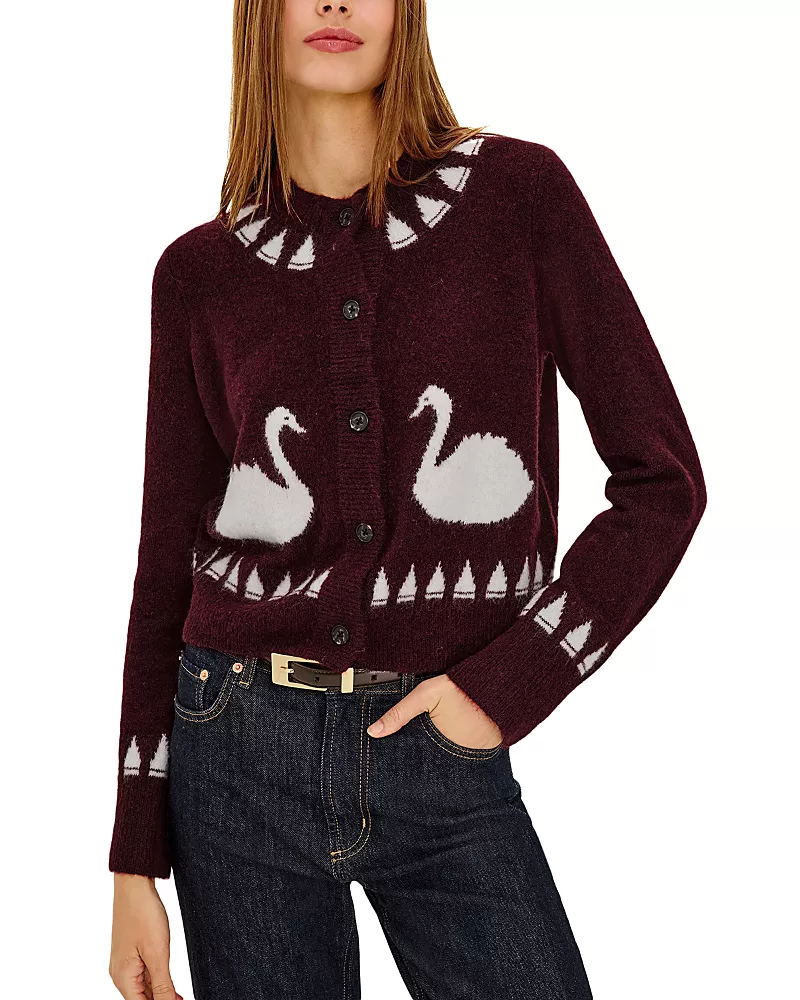 Rails Millie Swan Print Cardigan Sweater