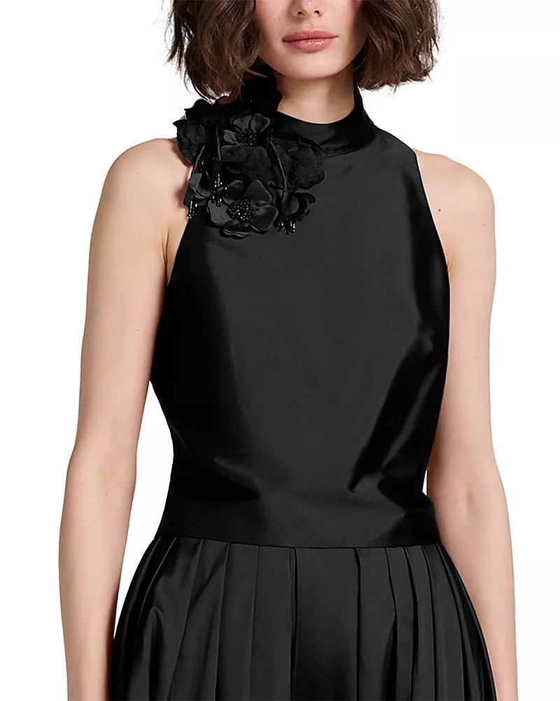 Emily Shalant 3D Flower Taffeta Top