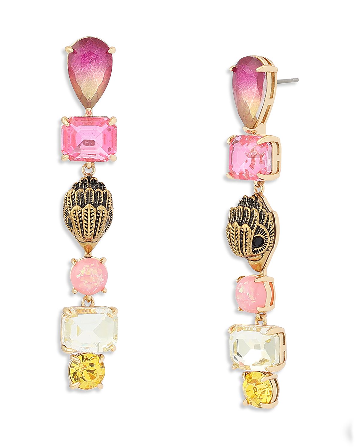 Kurt Geiger London Signature Eagle Stone Linear Drop Earrings