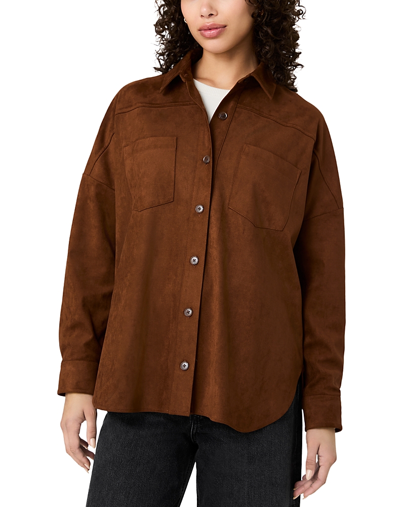 French Connection Sonja Faux Suede Button Front Shirt