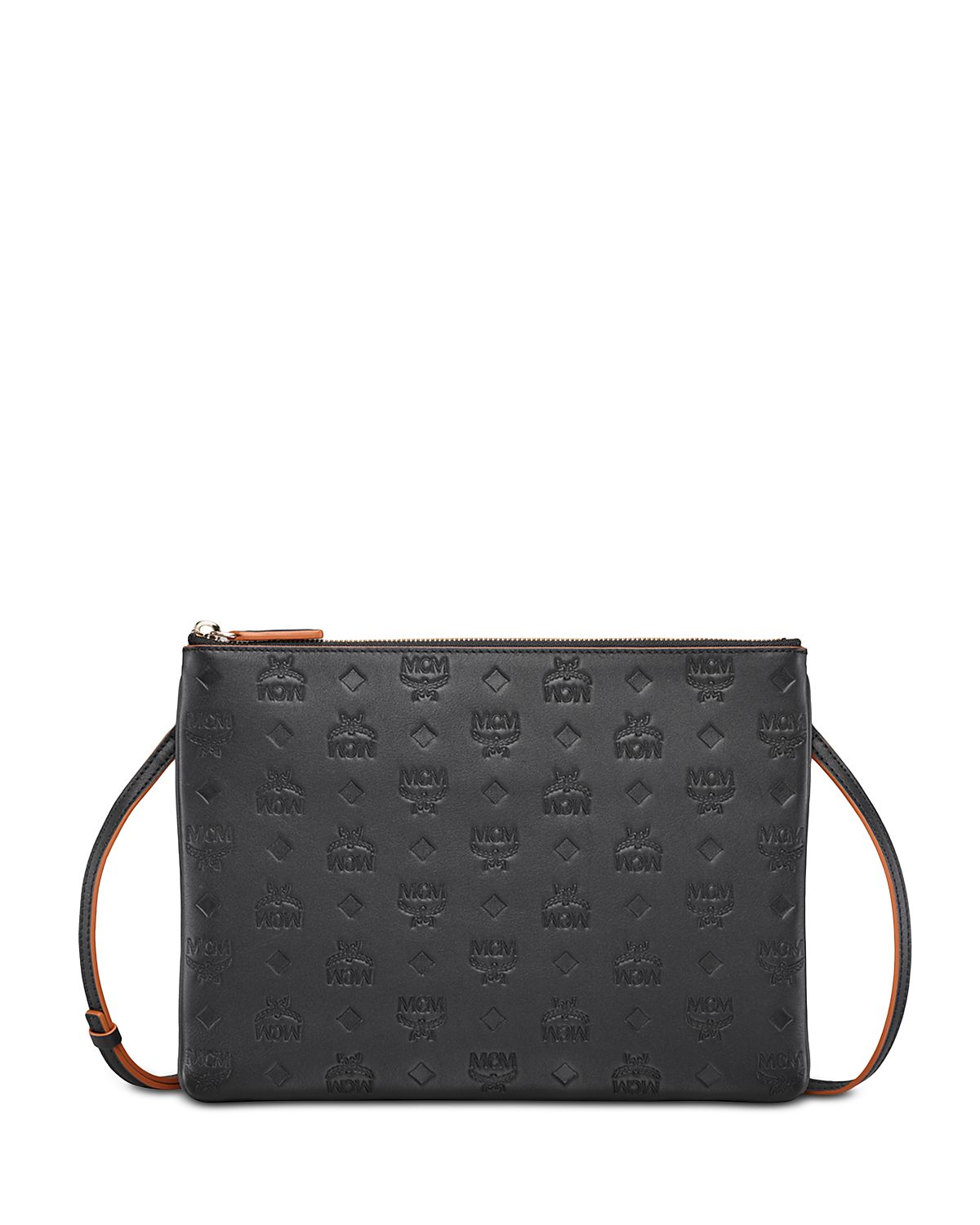 Mcm Aren Logo Embossed Leather Pouch