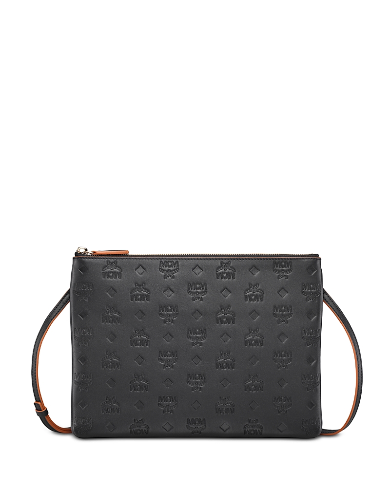 Mcm Aren Logo Embossed Leather Pouch