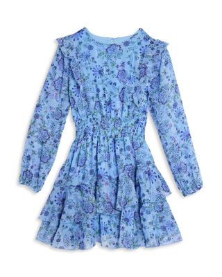 Aqua Girls' Long Sleeved Ruffled Mini Dress, Little Kid, Big Kid - Exclusive