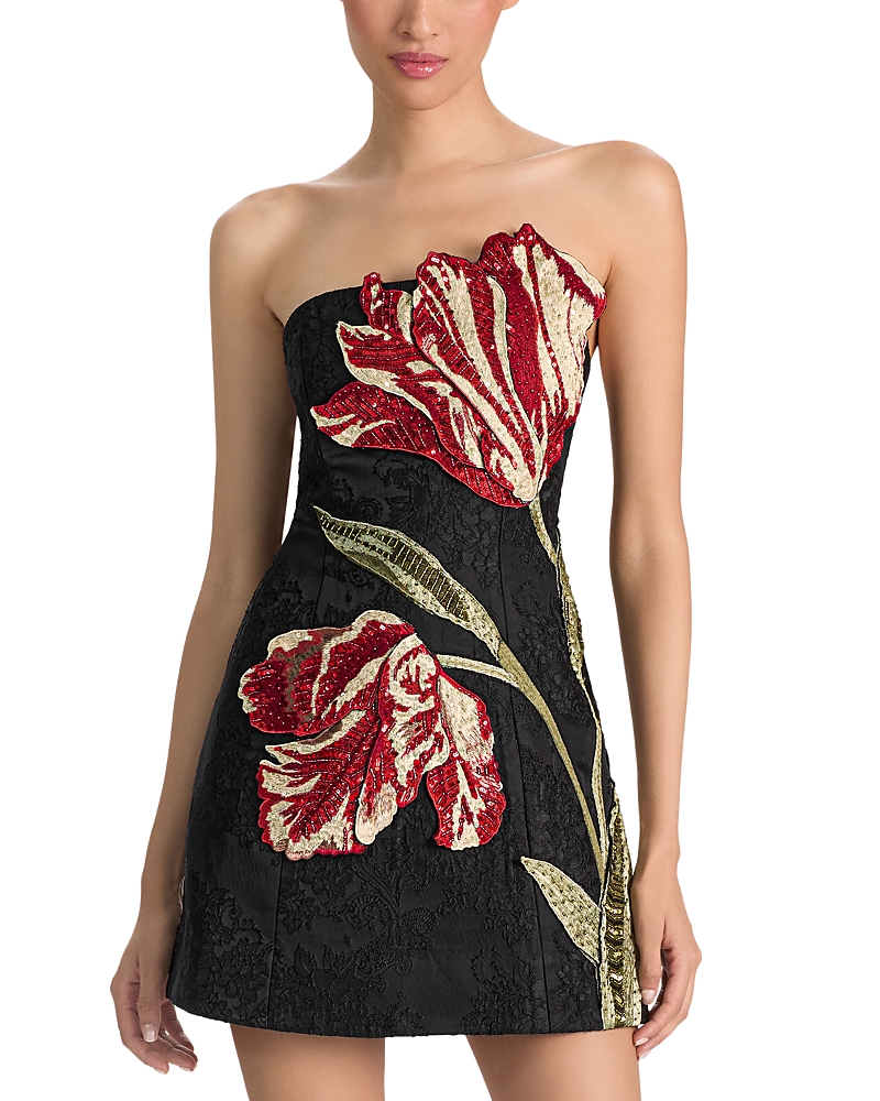 Alice and Olivia Katia Embellished Strapless Dress
